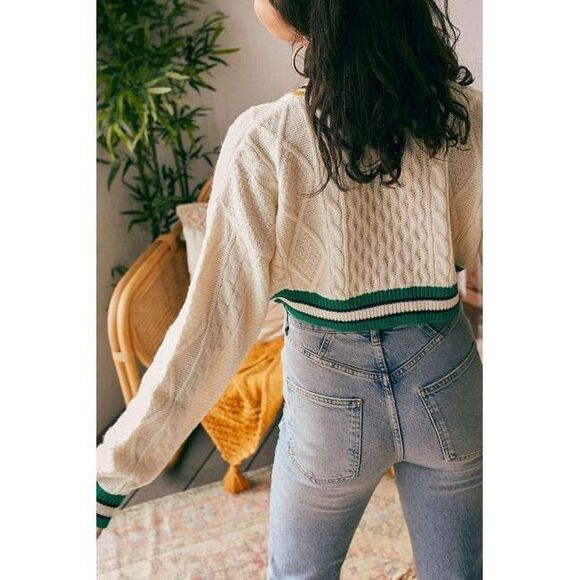 Urban outfitters BDG jeans Knitted Cardigan colourblock cream Size M - Picture 3 of 7